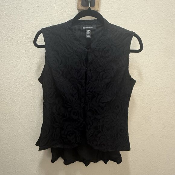 INC International Concepts Y2K Black All over Lace Vest Hook+Eye Close Fairy XL - Picture 2 of 10